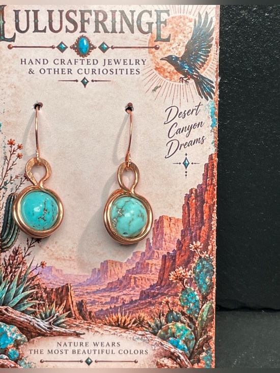 Artisan Jewelry - Artisan Turquoise and Gold Drop Earrings